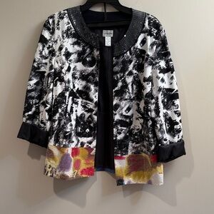 Chico's Black and White Blazer with Colorful Accents